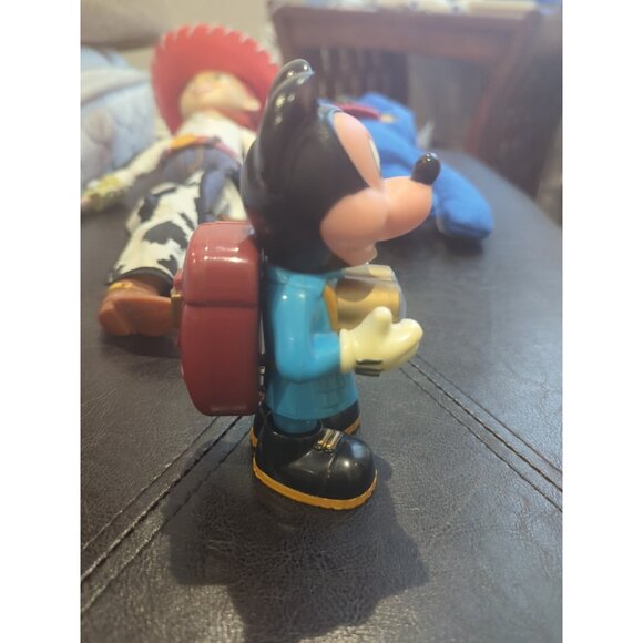 Vintage Disney Mickey Mouse Holding Heart Flashlight With Backpack 5" (Working) - Picture 4 of 5